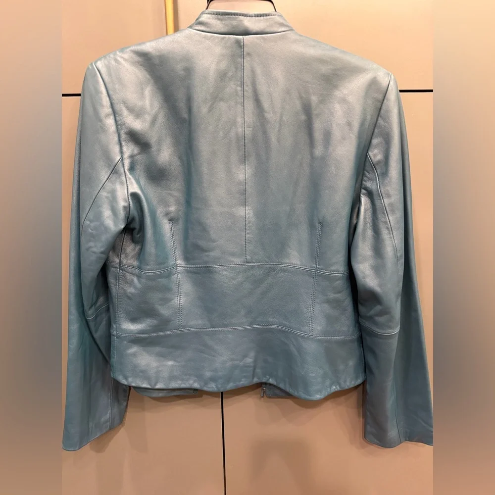 Yvonne Marie Genuine Leather Jacket – Women’s Size 8 – Teal Blue Moto Style